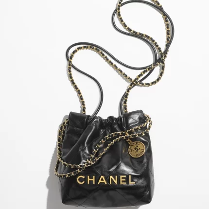 CHANEL / CHANEL 22 MINI HANDBAG Shiny Calfskin & Gold-Tone Metal Black Ref.  AS3980 B08037 94305