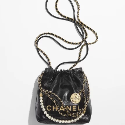 CHANEL / CHANEL 22 MINI HANDBAG Shiny Crumpled Calfskin & Gold-Tone Metal Black Ref.  AS3980 B10672 94305