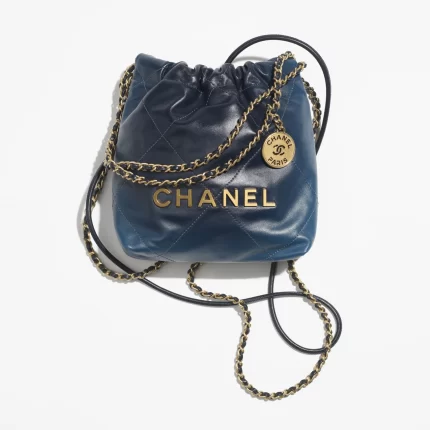 CHANEL / CHANEL 22 MINI HANDBAG Shaded Calfskin & Gold-Tone Metal Blue & Dark Blue Ref.  AS3980 B10681 NN490