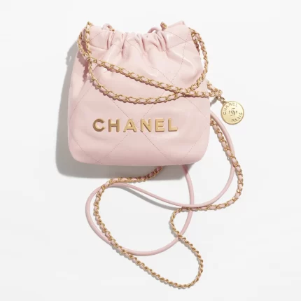 CHANEL / CHANEL 22 MINI HANDBAG Shiny Calfskin & Gold-Tone Metal Light Pink Ref.  AS3980 B08037 NN267