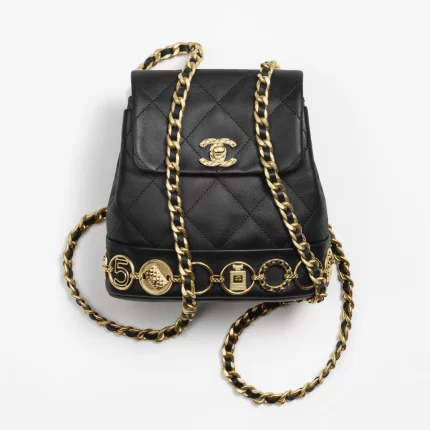 CHANEL / SMALL BACKPACK Calfskin & Gold-Tone Metal Black Ref.  AS4275 B13658 94305