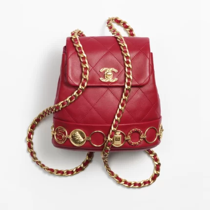 CHANEL / SMALL BACKPACK Calfskin & Gold-Tone Metal Red Ref.  AS4275 B13658 NQ339