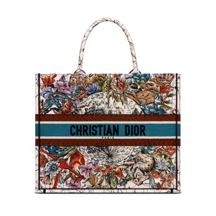 DIOR / LARGE DIOR BOOK TOTE Latte Multicolor Dior Zodiac Embroidery (42 x 35 x 18.5 cm)  M1286ZRHP_M941
