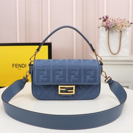 FENDI Baguette F embroidery Light Blue shoulderbag F2029 Size: 26*5*15CM