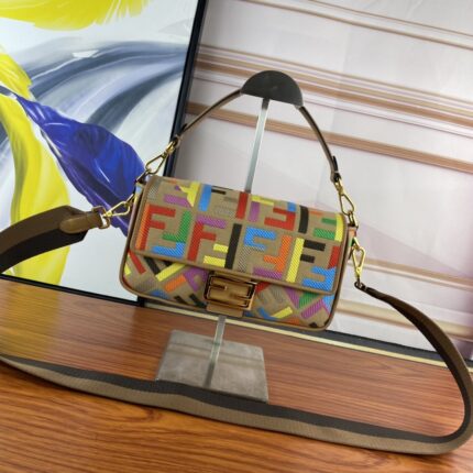FENDI Baguette Rainbow F embroidery colors shoulderbag F2029 Size: 26*5*15CM