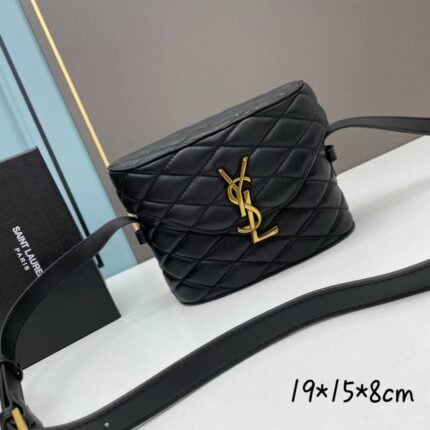 YSL JUNE Quilted sheep leather box bag with gold hardware 710080 size: 19 *15 *8cm