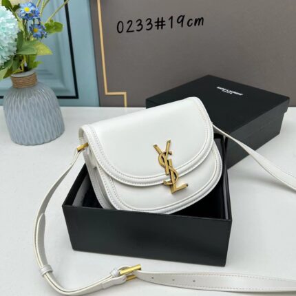 YSL saddle cowhide leather shoulder bag 0233 white size: 19*16*6cm