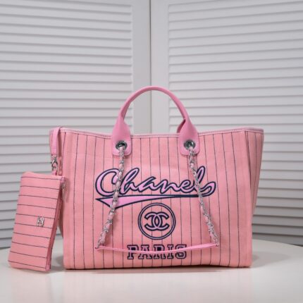 Chanel new beach bag denim bag Pink with little wallet size: 48*38*30*14cm