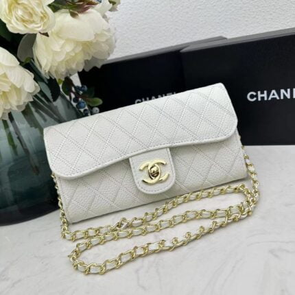 Chanel chain crossbody bag diamond and litchi cowhide White 50098 size: 19*10*3.5㎝