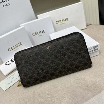 CELINE TRIOMPHE Presbyopia pattern printing Long Wallet Size:19 * 10cm