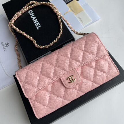 Chanel chain crossbody bag Cowhide with diamond lattice caviar Pink A50076 size: 18*10.5*3.5cm