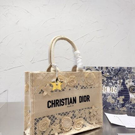 Dior 3D follower embossed jacquard book tote bag cream white size: 42cm /36cm /26cm