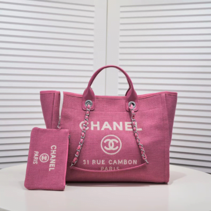 Chanel new beach bag denim bag pink with little wallet size: 48*38*30*14cm