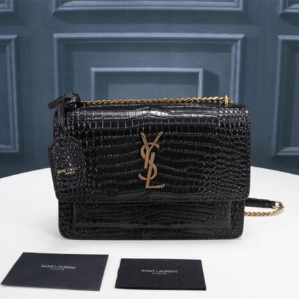 YSL/ saint laurent Crocodile print shoulder bag original quality size：22*16*8cm